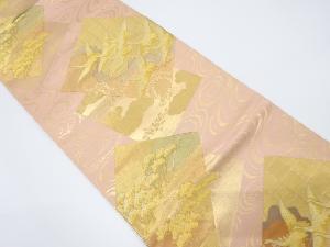 色紙に群鶴・松模様織出し袋帯